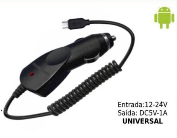 CARREGADOR VEICULAR C/ CABO ESPIRAL MICRO USB V8